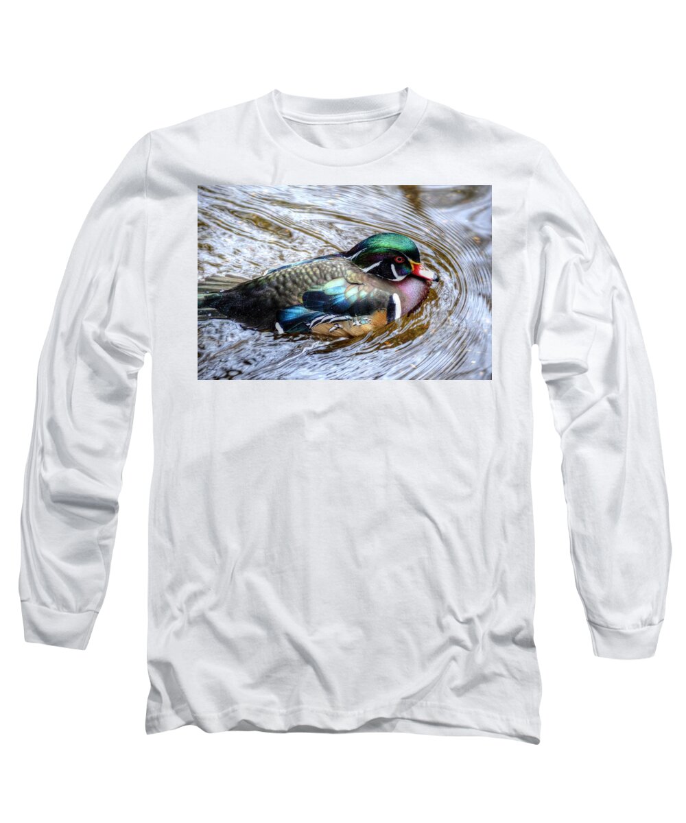 Woodduck Long Sleeve T-Shirt featuring the photograph Woodduck portrait by Ronda Ryan