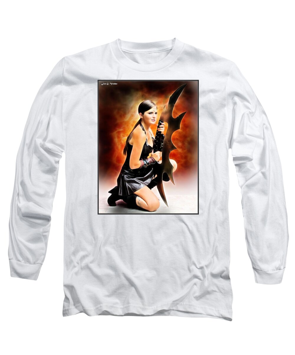 Xna Long Sleeve T-Shirt featuring the painting Xena And The Batliff by Jon Volden