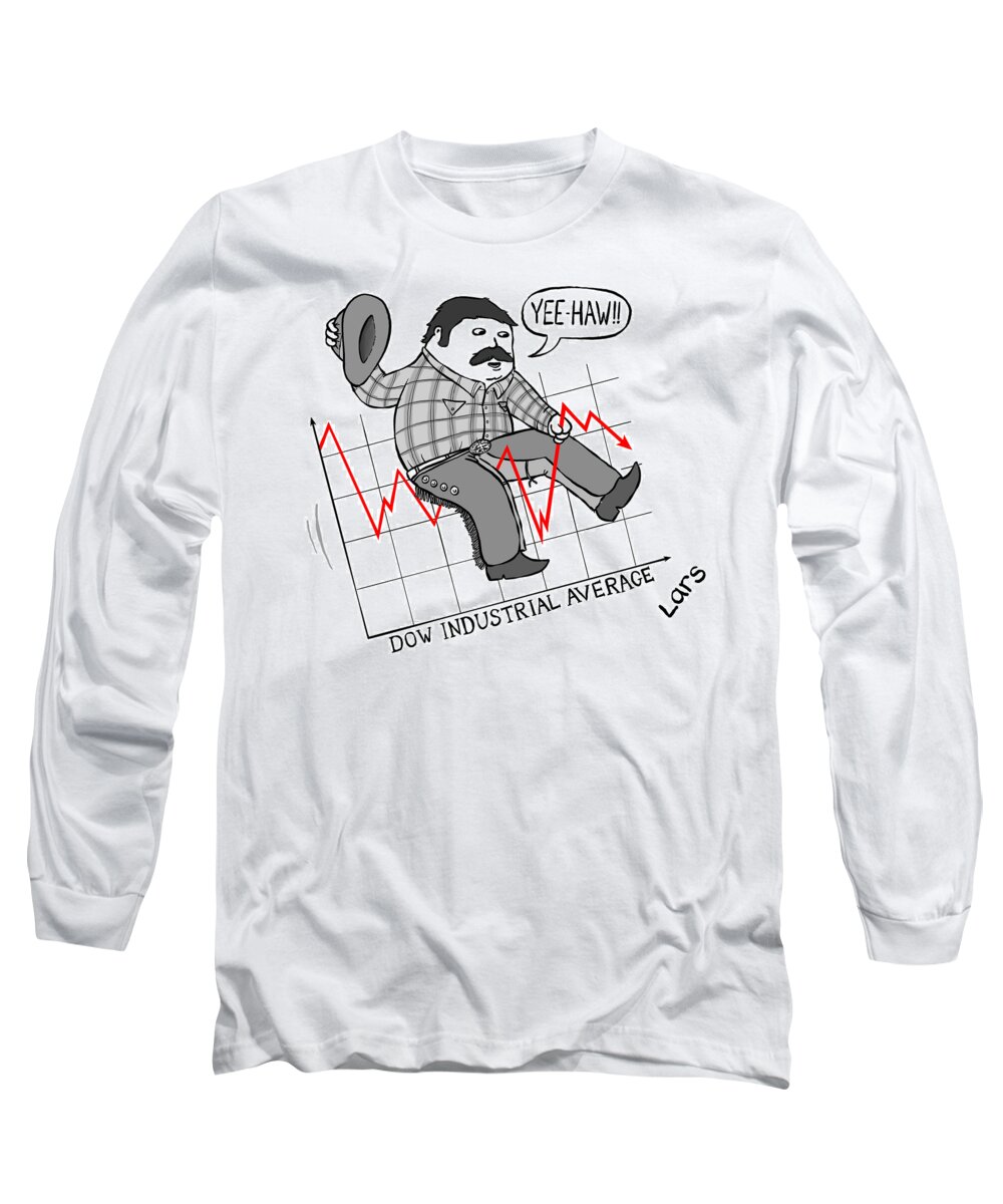 Cowboy Long Sleeve T-Shirt featuring the drawing YeeHaw by Lars Kenseth