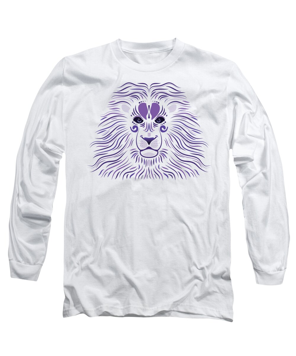 Abstract Long Sleeve T-Shirt featuring the digital art Yoni The Lion - Light by Serena King