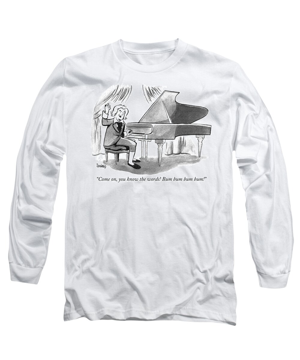 come On Long Sleeve T-Shirt featuring the drawing You know the words by Benjamin Schwartz