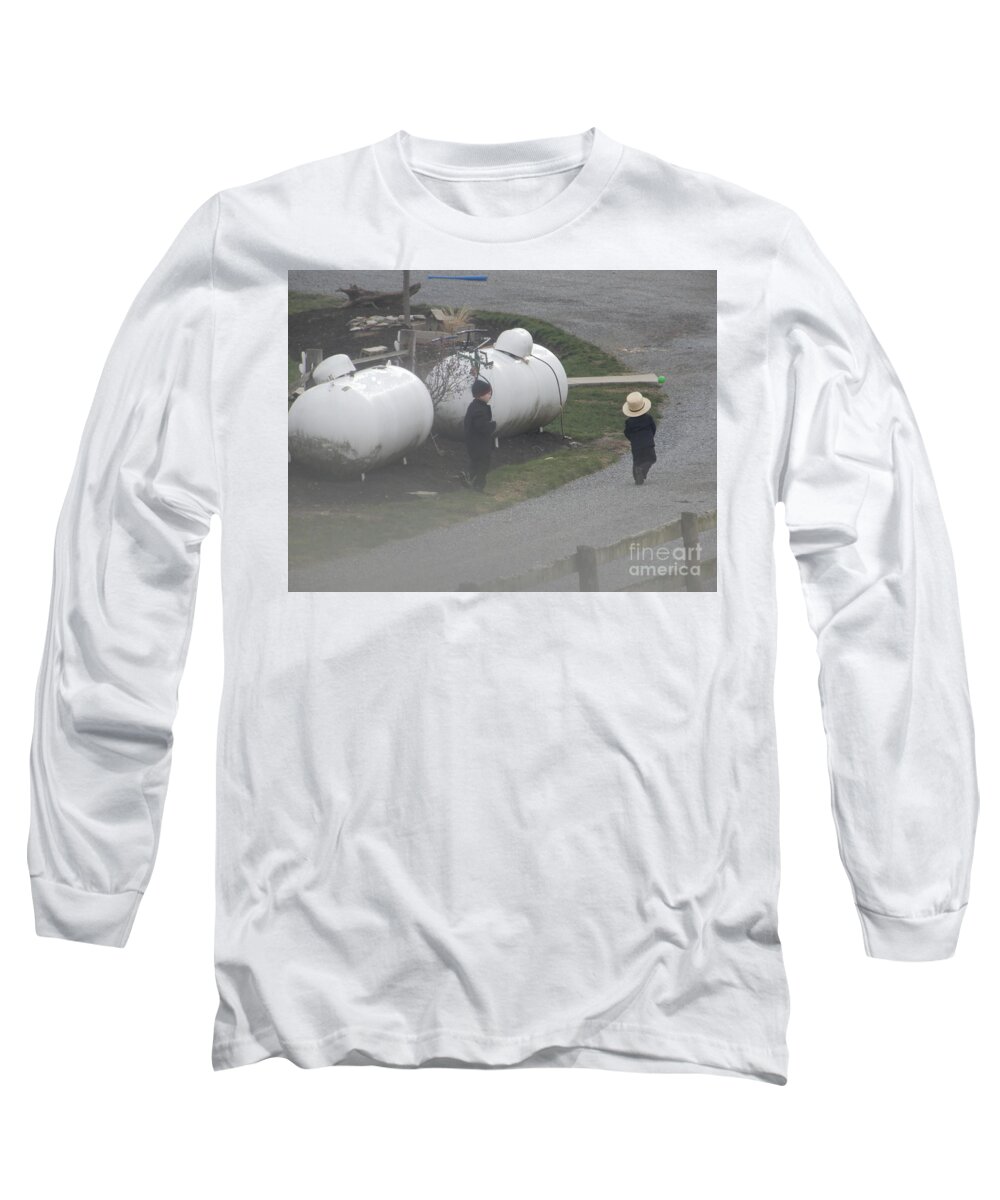 Amish Long Sleeve T-Shirt featuring the photograph Young Business Men by Christine Clark