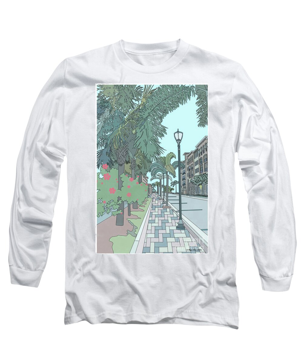 Downtown Long Sleeve T-Shirt featuring the digital art Orange Avenue #1 by Megan Dirsa-DuBois