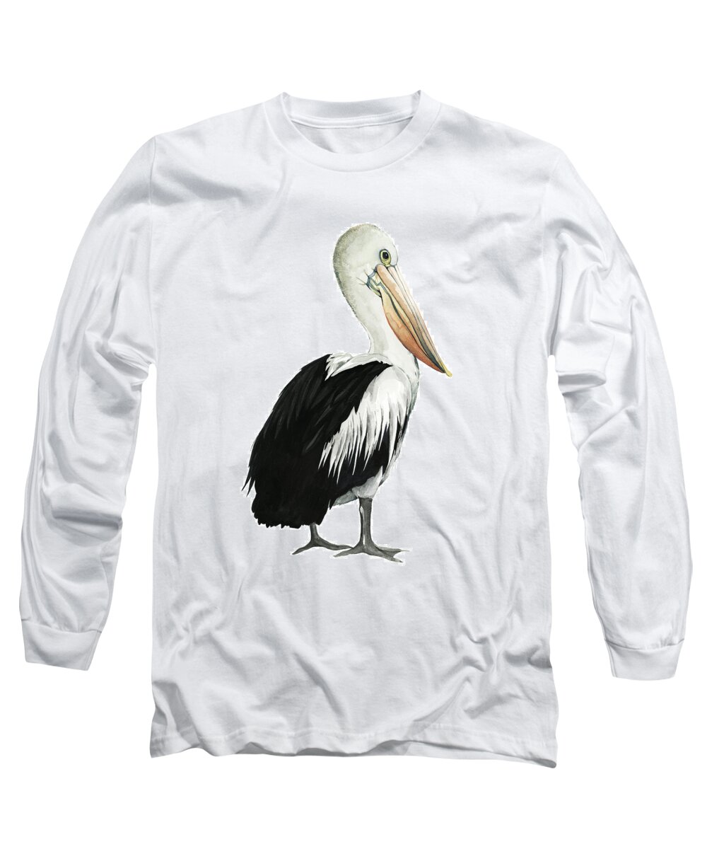 Coastal Long Sleeve T-Shirt featuring the painting Sea Bird Iv #1 by Grace Popp