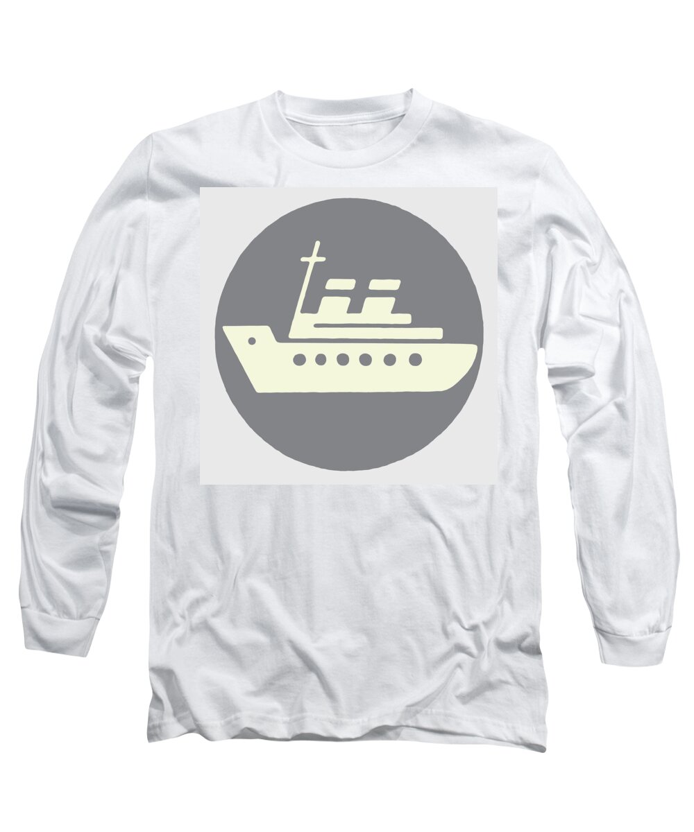 Activity Long Sleeve T-Shirt featuring the drawing Ship #1 by CSA Images