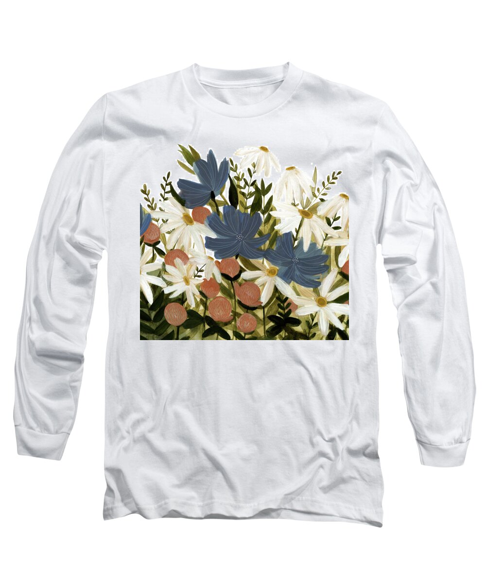 Botanical Long Sleeve T-Shirt featuring the painting Wildflower Garden II #1 by Emma Scarvey
