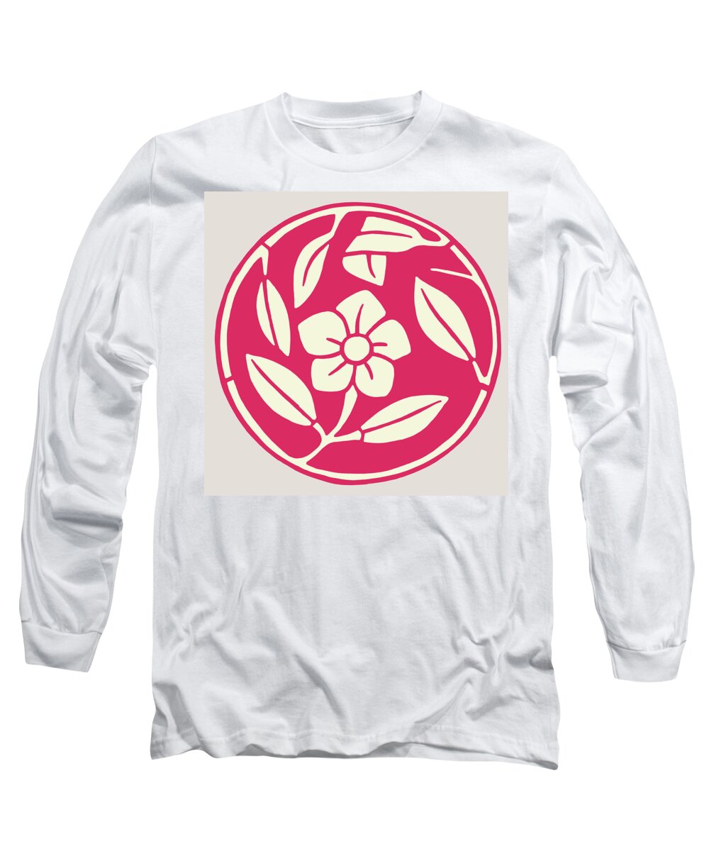 Badge Long Sleeve T-Shirt featuring the drawing Flower #19 by CSA Images