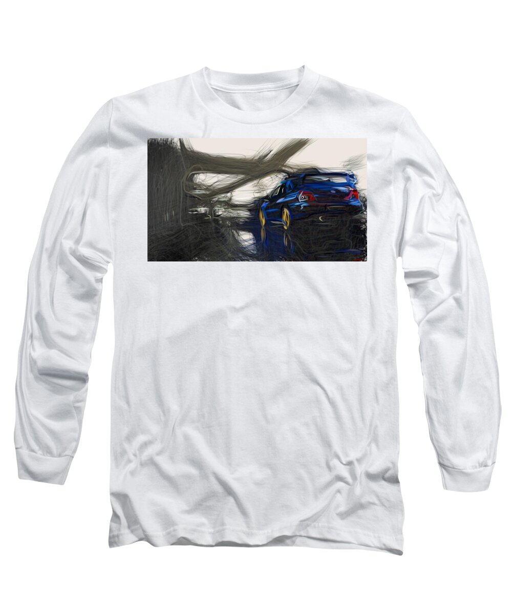 Subaru Long Sleeve T-Shirt featuring the digital art Subaru Impreza WRX STI Draw #19 by CarsToon Concept