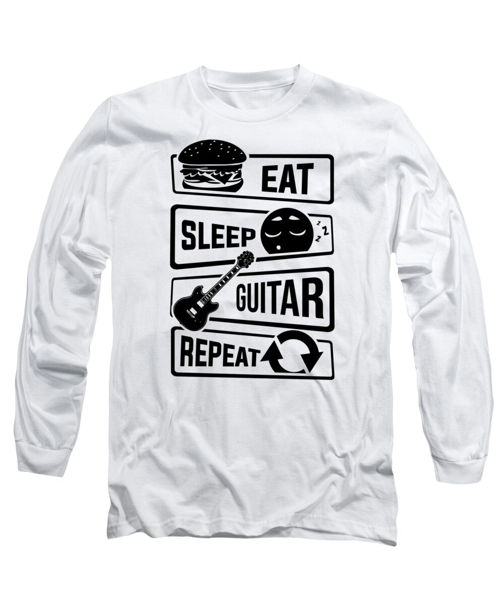 Music Long Sleeve T-Shirt featuring the digital art Eat Sleep Guitar Repeat String Music Instrument #3 by Mister Tee