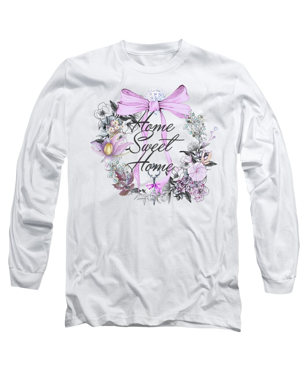 Home Sweet Home Long Sleeve T-Shirt featuring the mixed media Home Sweet Home #2 by Mo T