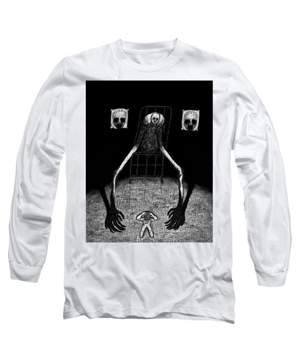 Horror Long Sleeve T-Shirt featuring the drawing Stanley The Sleepless - Artwork #2 by Ryan Nieves