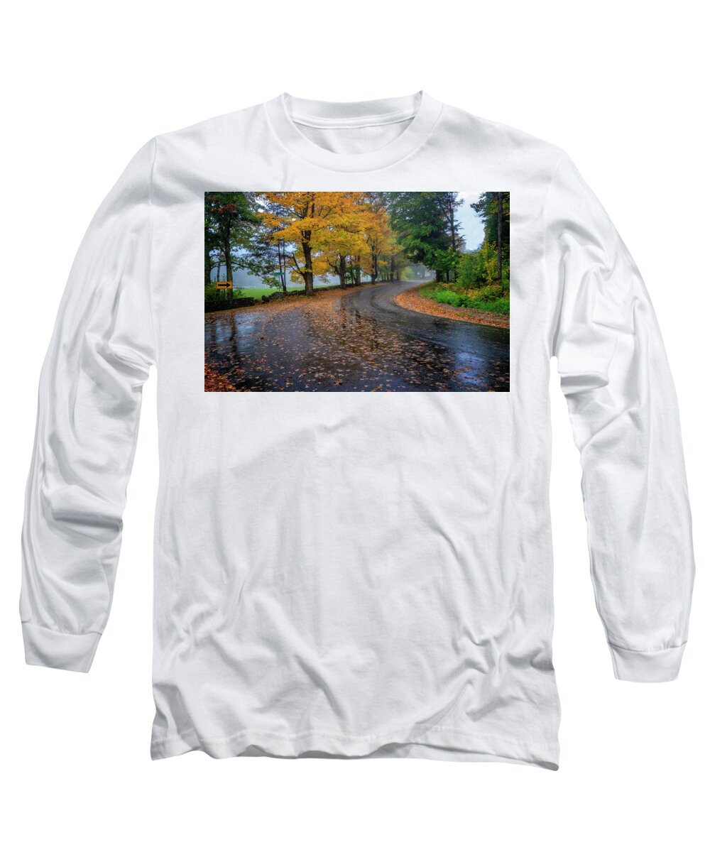 Spofford Lake New Hampshire Long Sleeve T-Shirt featuring the photograph Autumn Road by Tom Singleton