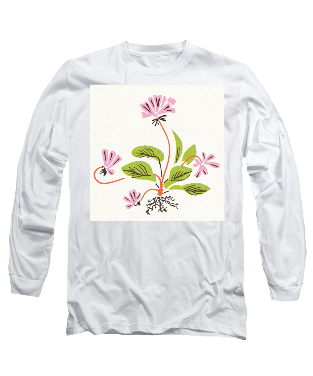 Bloom Long Sleeve T-Shirt featuring the drawing Flowers #3 by CSA Images