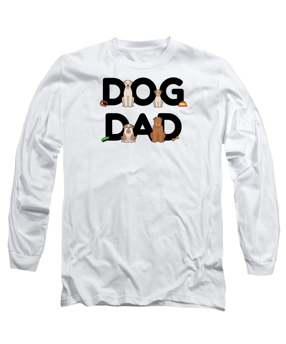 Dog-owner Long Sleeve T-Shirt featuring the digital art Dog Dad Dog Holder Daddy Puppy Barking Walking #5 by Mister Tee