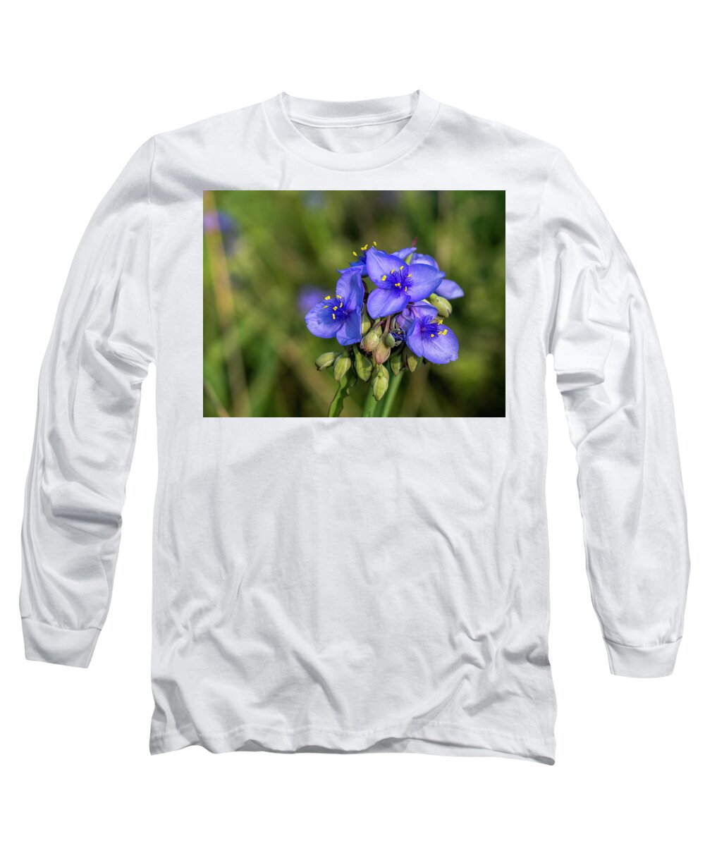 Flower Long Sleeve T-Shirt featuring the photograph Spiderwort Love by Kristine Hinrichs