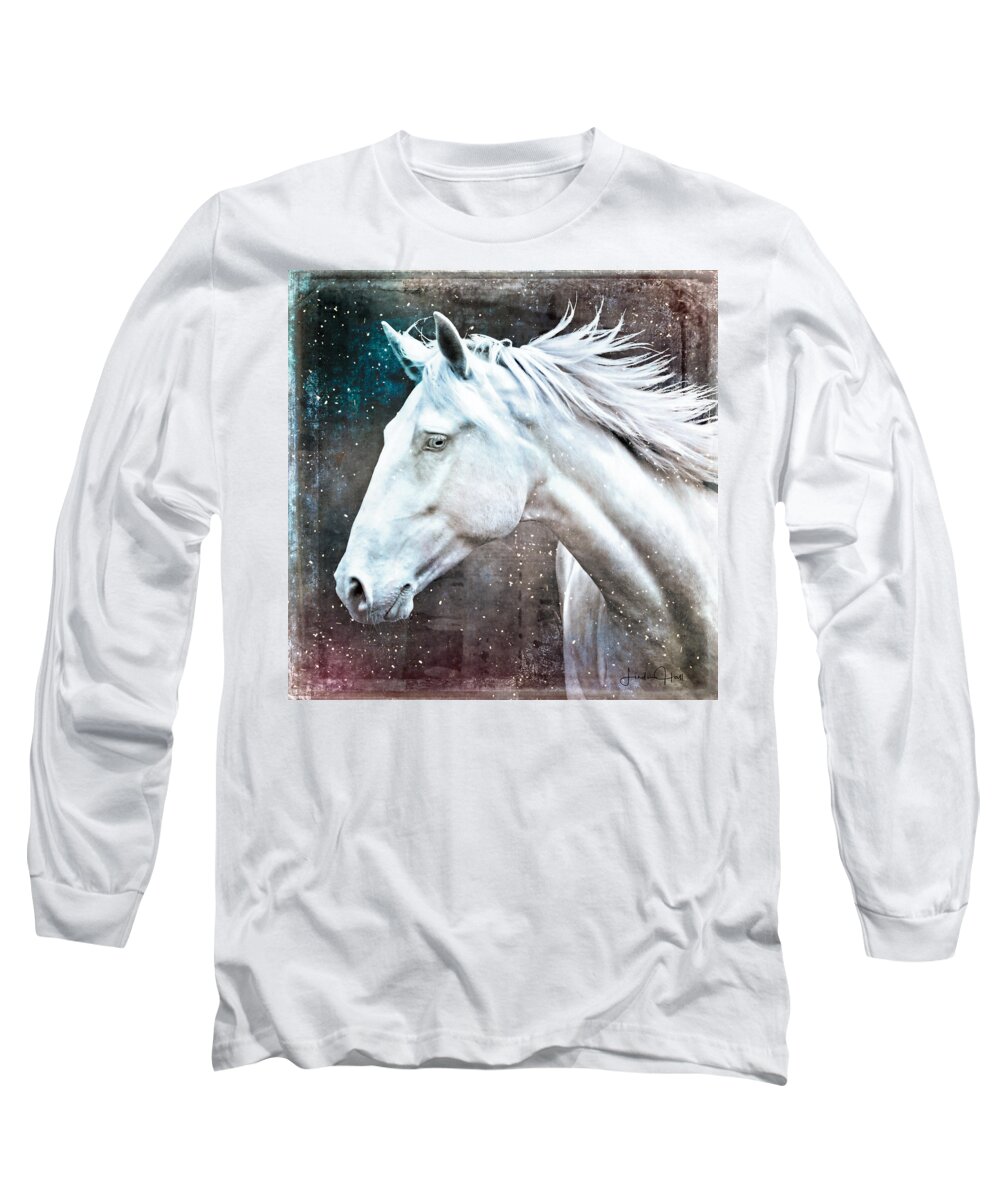 Horse Long Sleeve T-Shirt featuring the digital art A Pale Horse by Linda Lee Hall