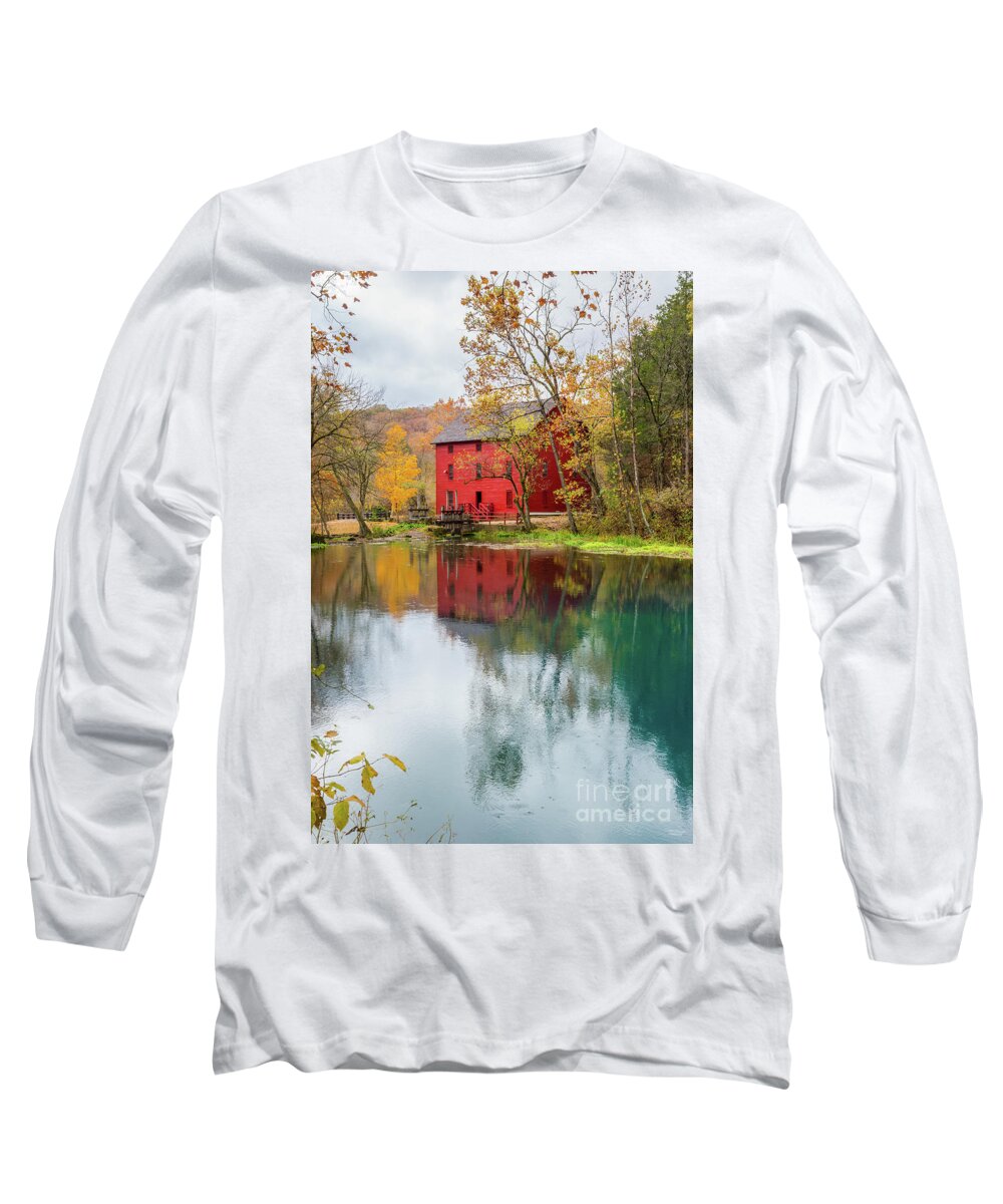 Ozarks Long Sleeve T-Shirt featuring the photograph Alley Mill Autumn by Jennifer White