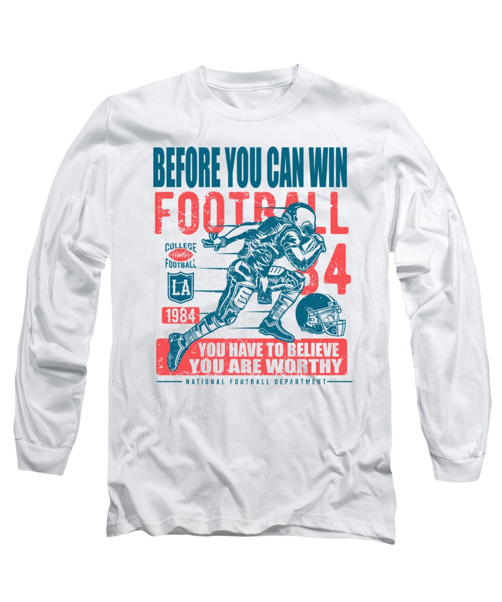 American Long Sleeve T-Shirt featuring the digital art American football by Long Shot