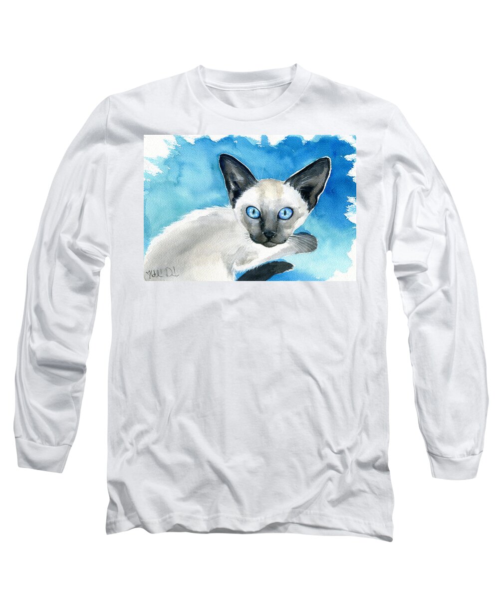 Siamese Long Sleeve T-Shirt featuring the painting Baby Siamese Chic by Dora Hathazi Mendes