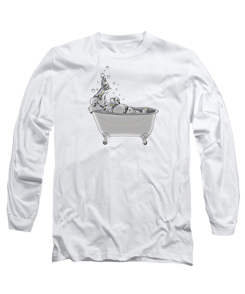 Bath Long Sleeve T-Shirt featuring the digital art Bath Time by John Haldane