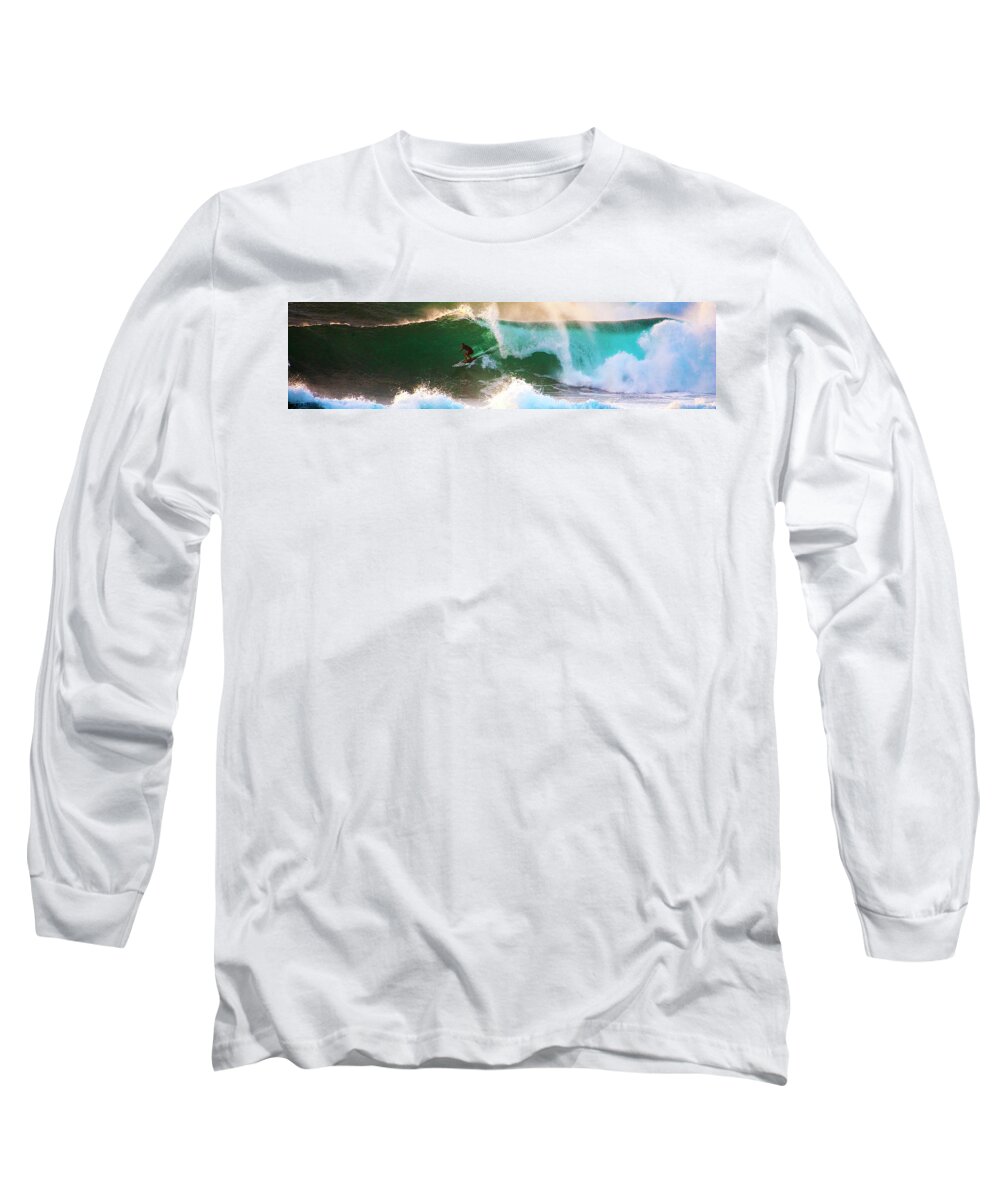 North Shore Long Sleeve T-Shirt featuring the photograph Big Wave Drop In by Anthony Jones