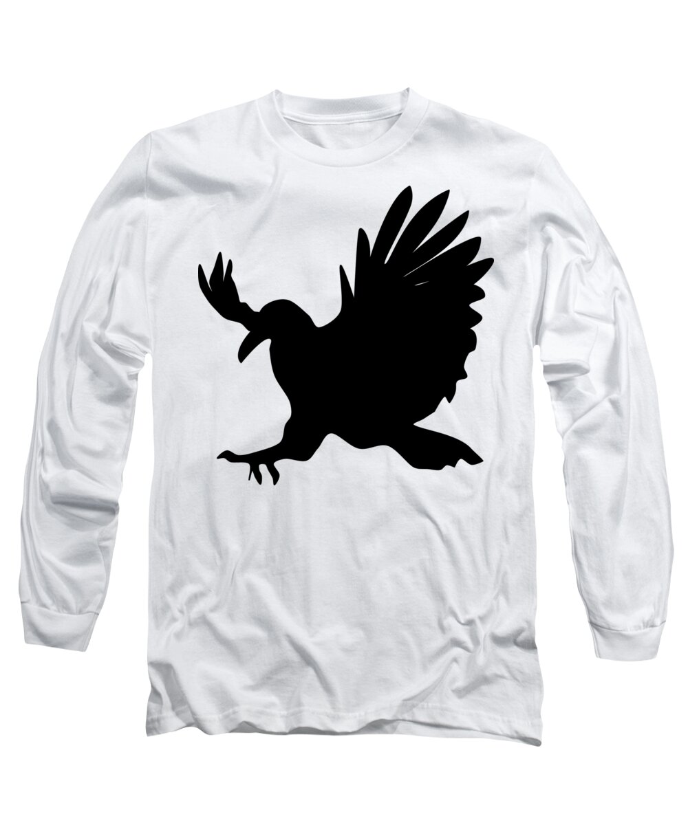 Crow Long Sleeve T-Shirt featuring the digital art Black Crow by Patricia Piotrak