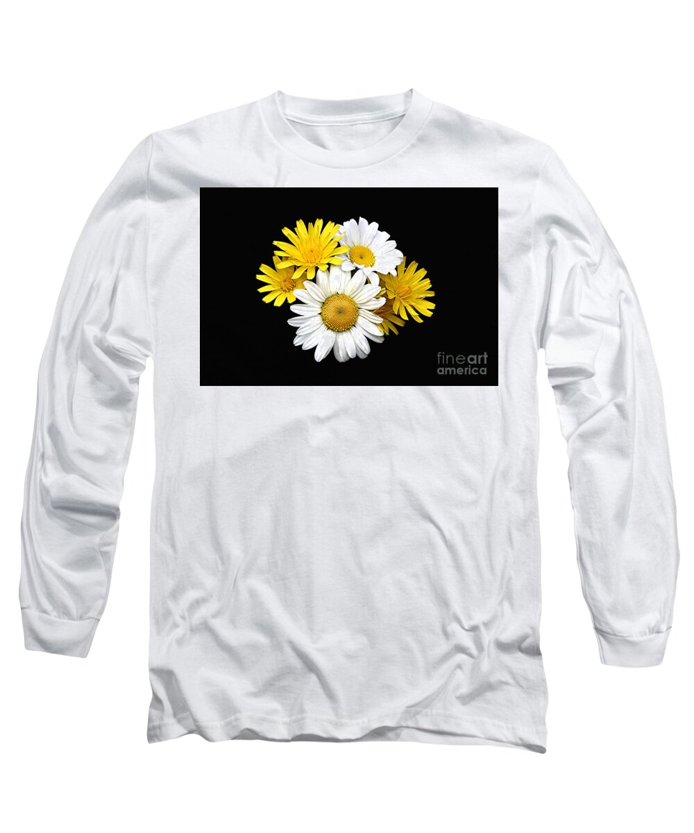 Close Up Long Sleeve T-Shirt featuring the photograph bouquet Ox-eye Daisy and Seaside Dandelion by Robert C Paulson Jr