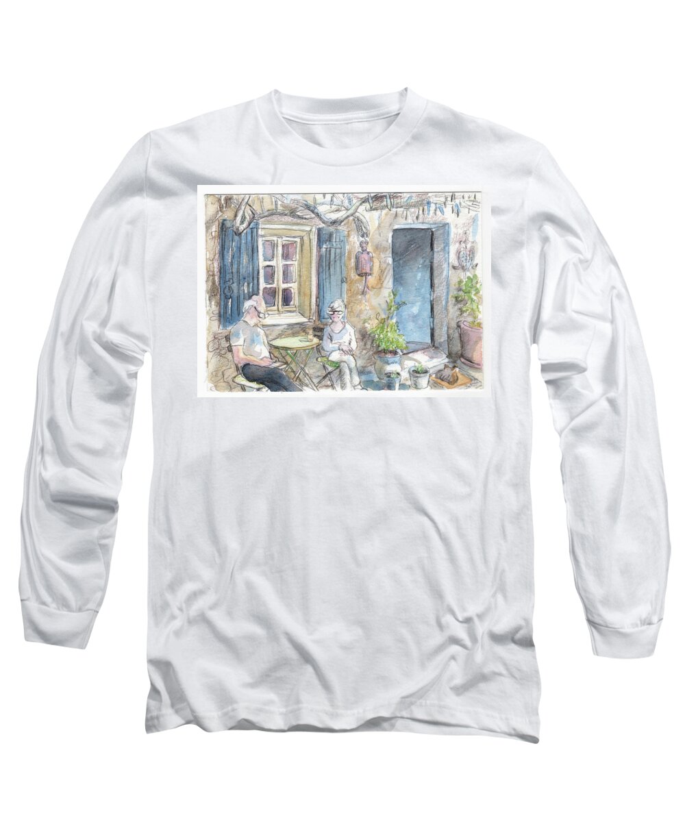 House Long Sleeve T-Shirt featuring the painting Breakfast al fresco by Tilly Strauss