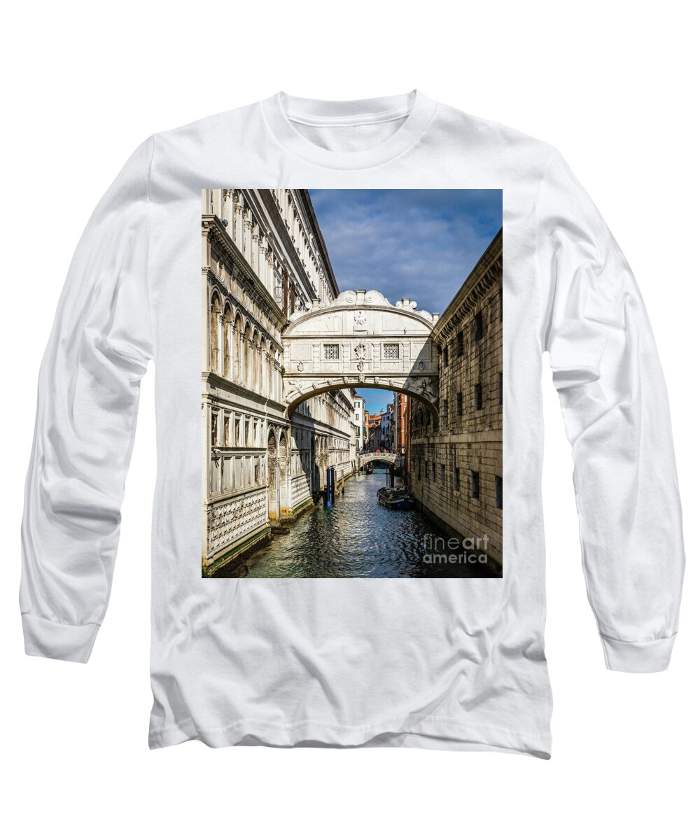 Bridge Long Sleeve T-Shirt featuring the photograph Bridge of Sighs, Venezia, Italy by Lyl Dil Creations