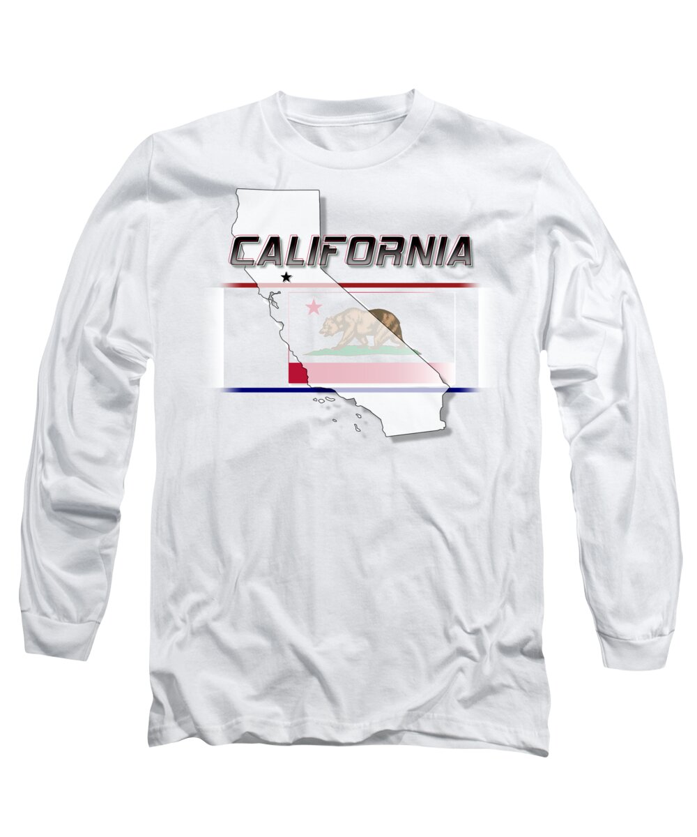 California Long Sleeve T-Shirt featuring the digital art California State Horizontal Print by Rick Bartrand