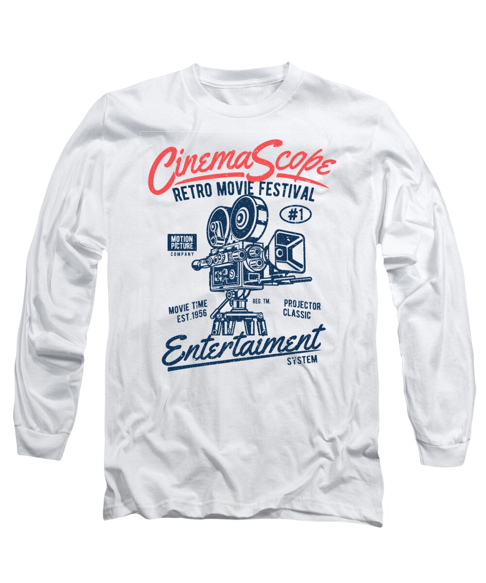 Cinema Long Sleeve T-Shirt featuring the digital art Cinema Scope Camera by Long Shot