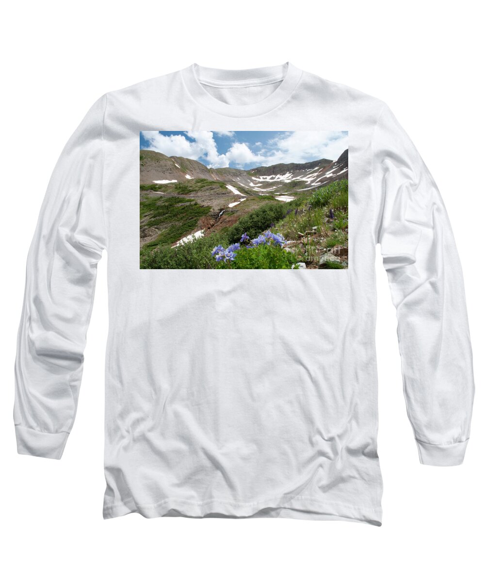 Colorado Long Sleeve T-Shirt featuring the photograph Columbine and Columbus Basin by Julia McHugh