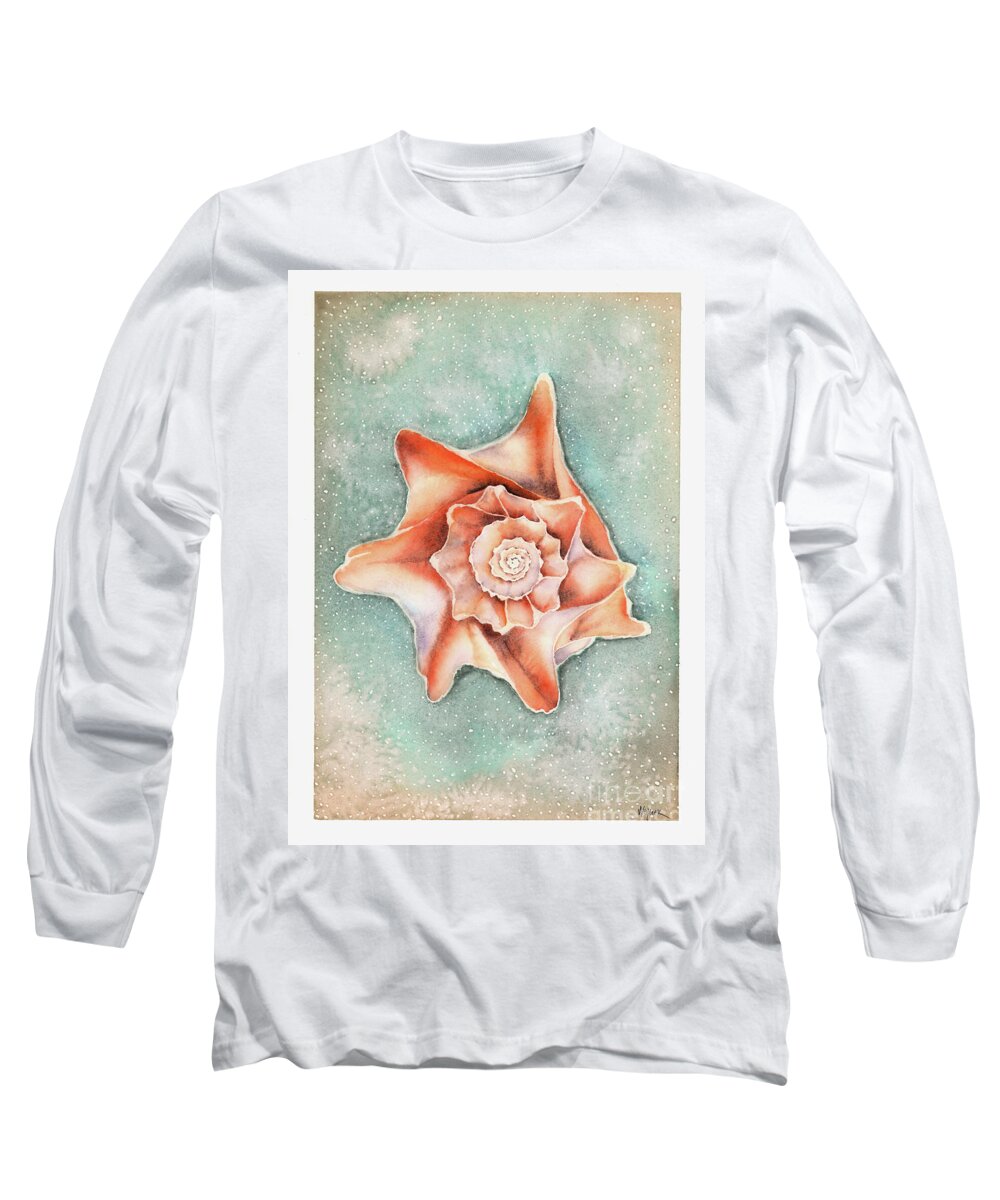 Knobbed Whelk Long Sleeve T-Shirt featuring the painting Whelk on the Beach by Hilda Wagner