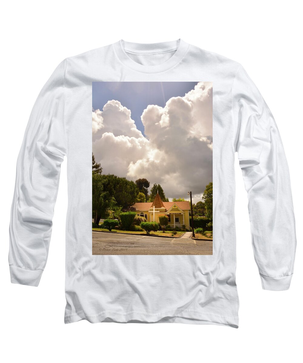 Cross Long Sleeve T-Shirt featuring the photograph Majestic Clouds Above Beulah Chapel by Brian Tada