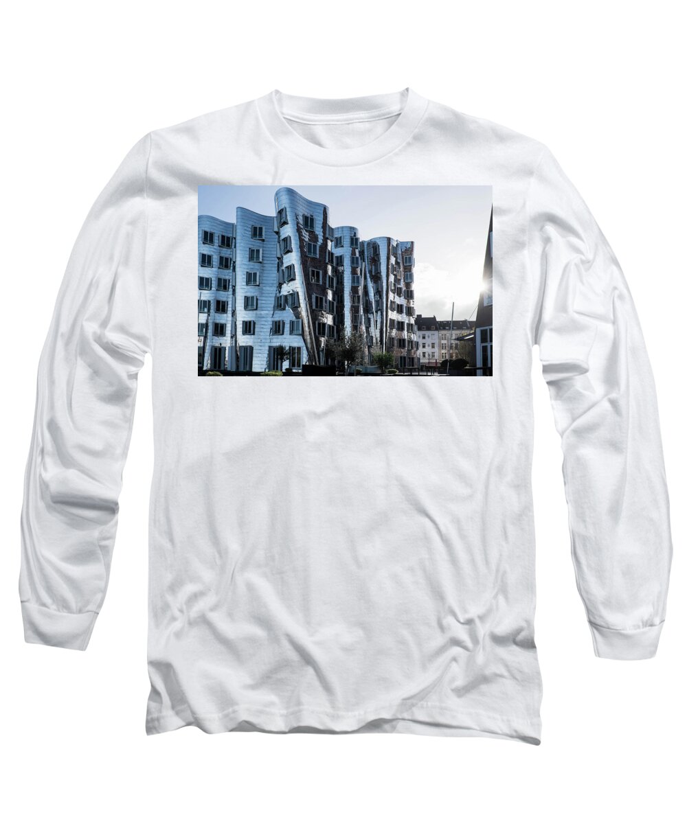 Dusseldorf Long Sleeve T-Shirt featuring the photograph Dancing Buildings by Inge Elewaut