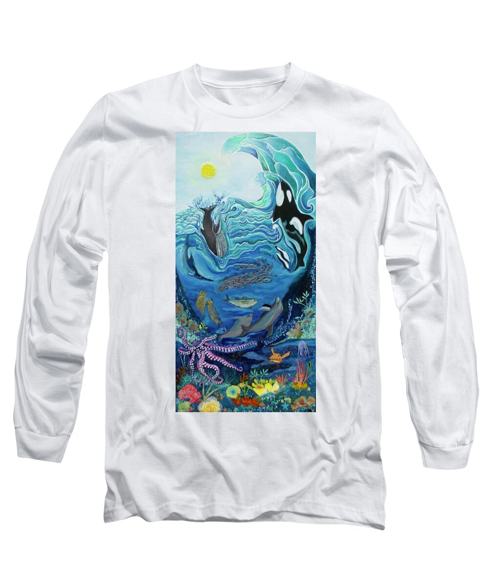 Ocean Long Sleeve T-Shirt featuring the painting Deep Sea Treasures by Patricia Arroyo