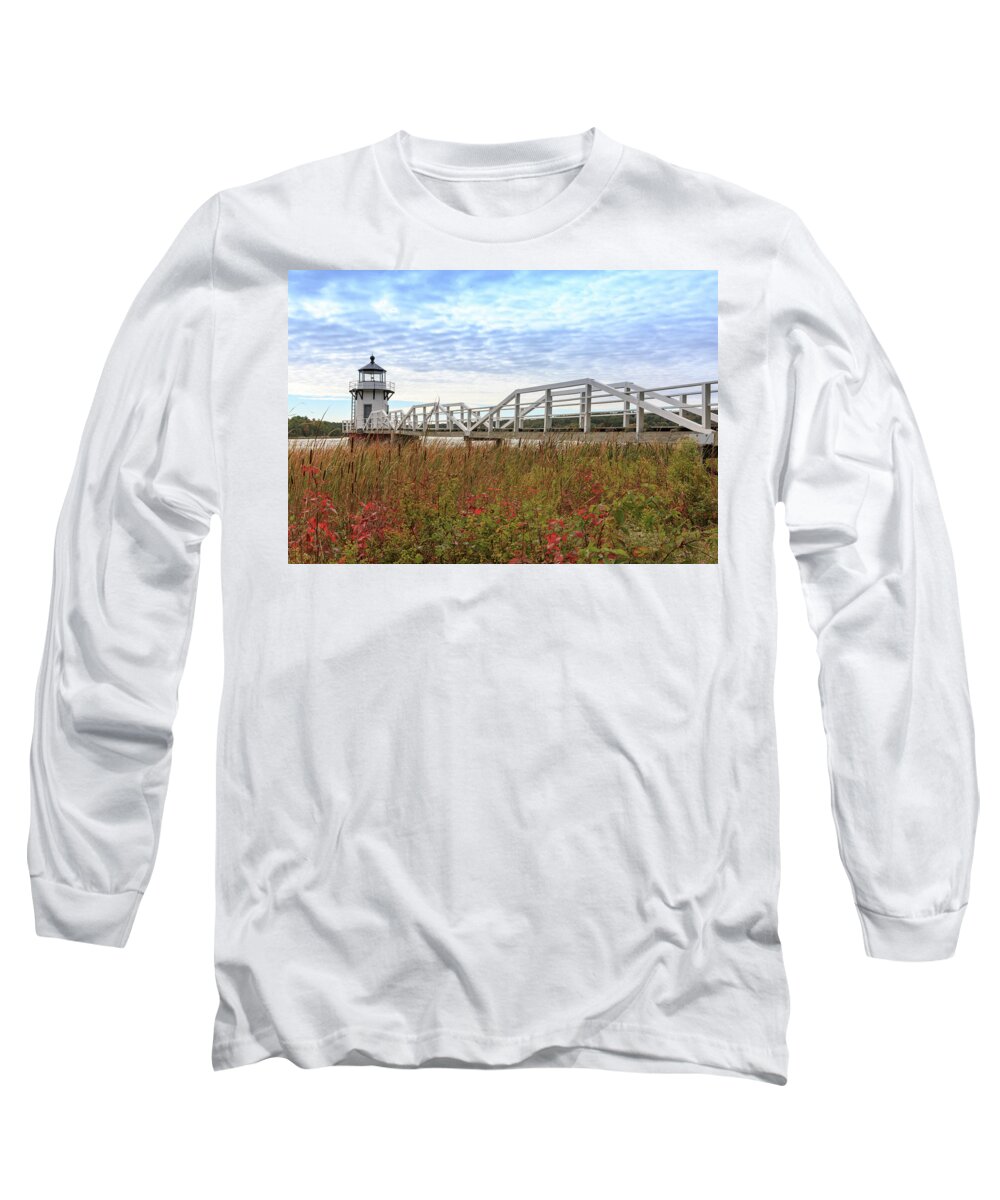 Doubling Point Light Long Sleeve T-Shirt featuring the photograph Doubling Point Lighthouse in Maine by Kyle Lee