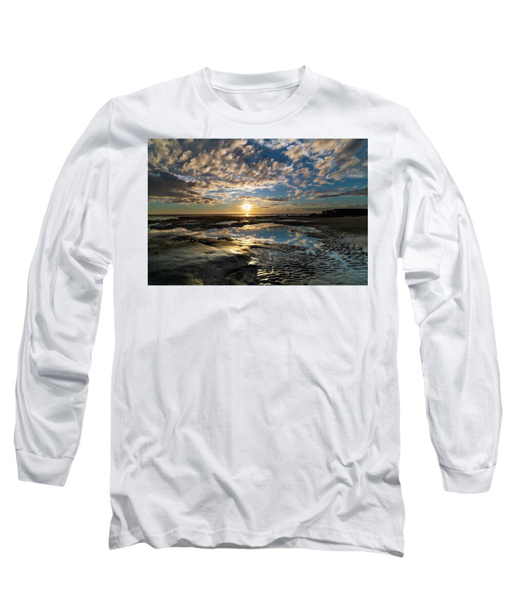 Ocean Long Sleeve T-Shirt featuring the photograph Encinitas Sunset Landscape Format by Larry Marshall