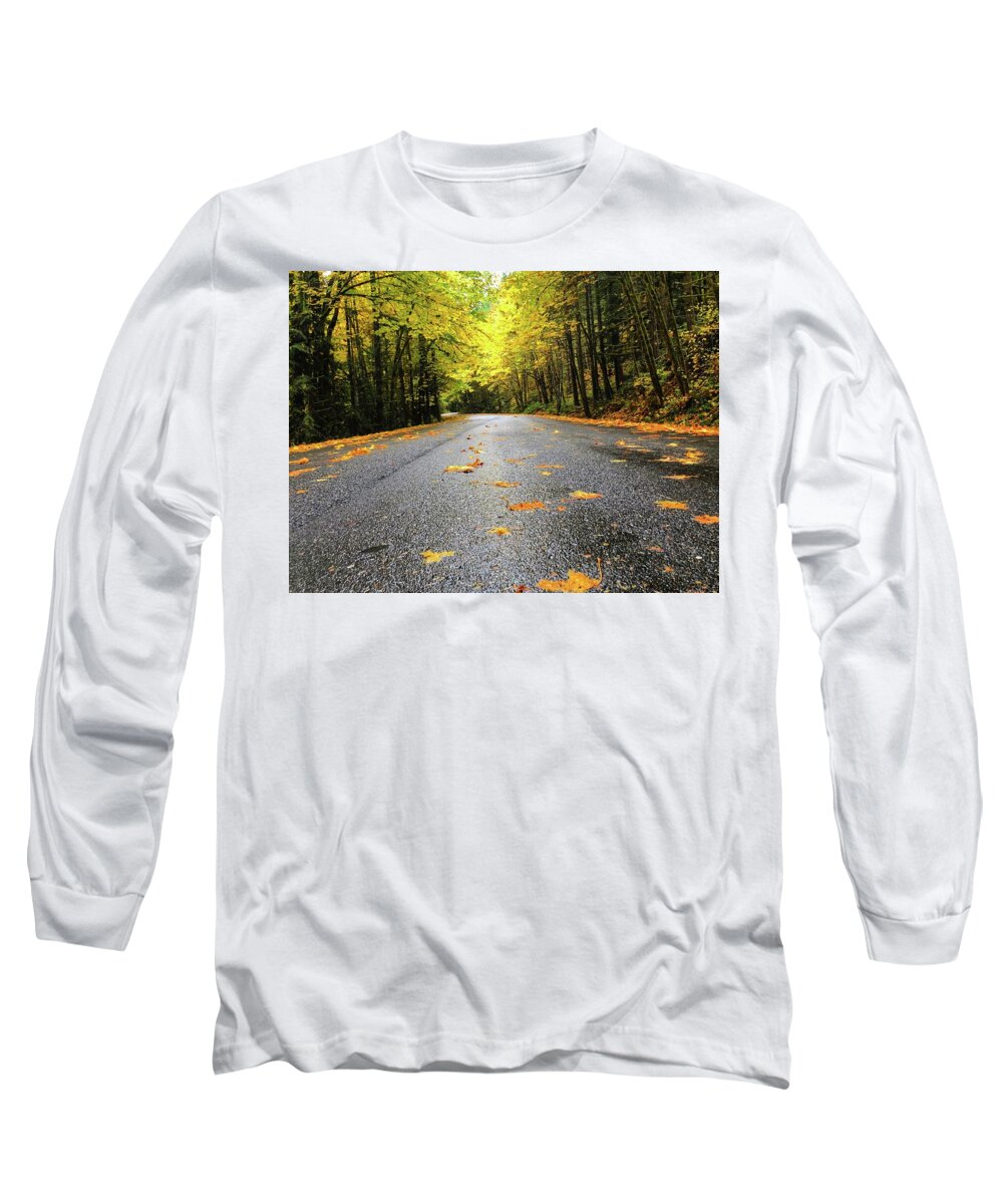 The Bright Yellows On The Fall Drive Were Stunning! Long Sleeve T-Shirt featuring the photograph Fall Drive by Brian Eberly