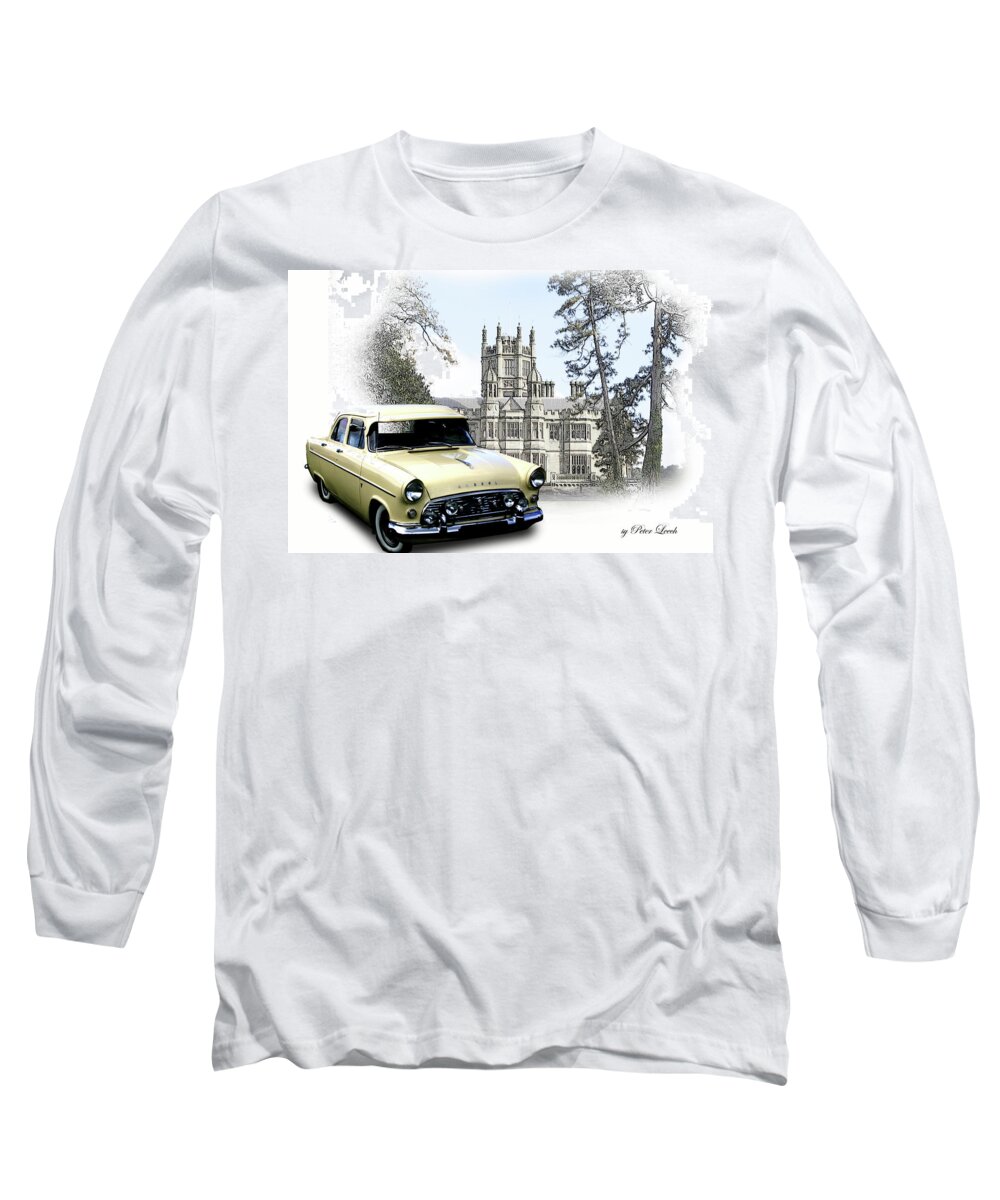 Margam Park Long Sleeve T-Shirt featuring the digital art Ford Consul Mk2 by Peter Leech