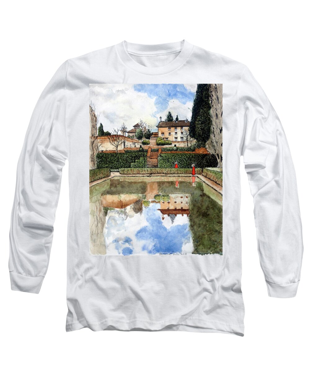 Mouse Long Sleeve T-Shirt featuring the painting Giant Mice at the Alhambra by Pauline Lim