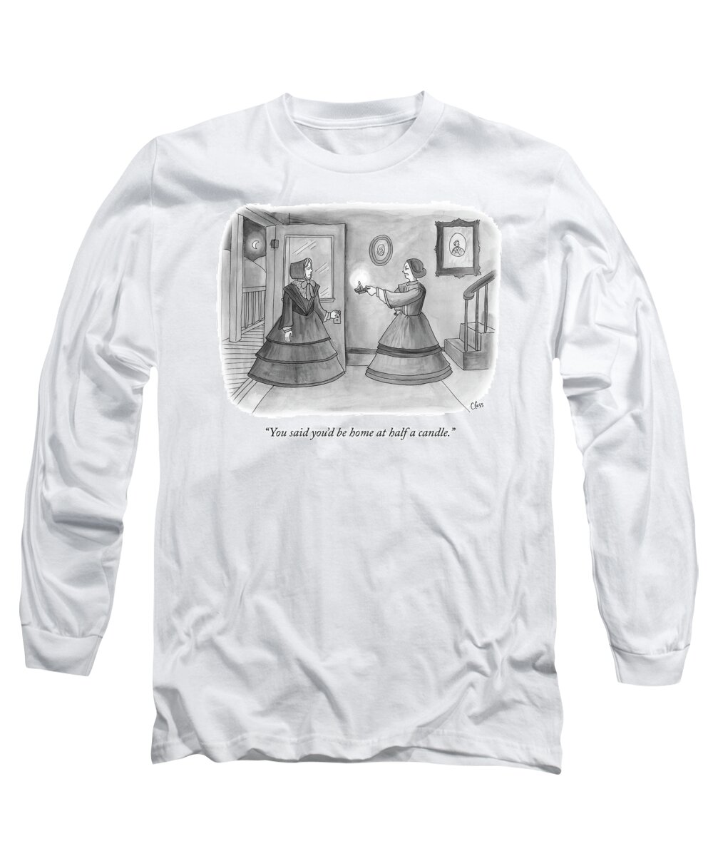 Caitlin Cass Long Sleeve T-Shirt featuring the drawing Half A Candle by Caitlin Cass