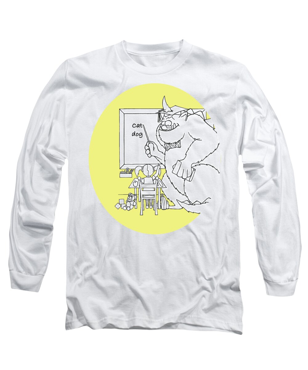 Monster Long Sleeve T-Shirt featuring the drawing Home Work by Konni Jensen