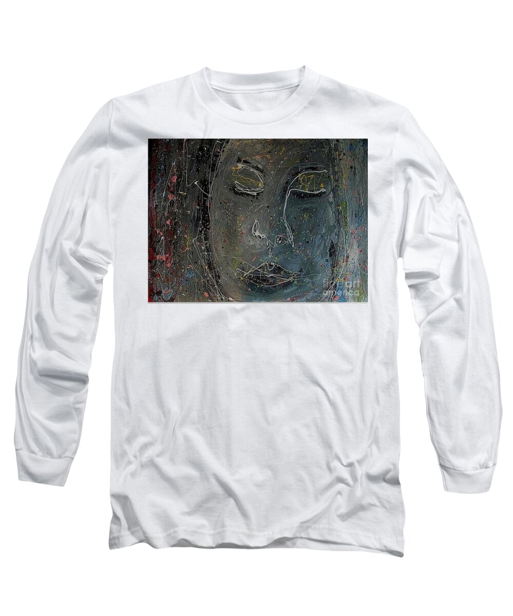 Abstract Of Spiritual Women's Face Long Sleeve T-Shirt featuring the painting Hope by Rebecca Flores