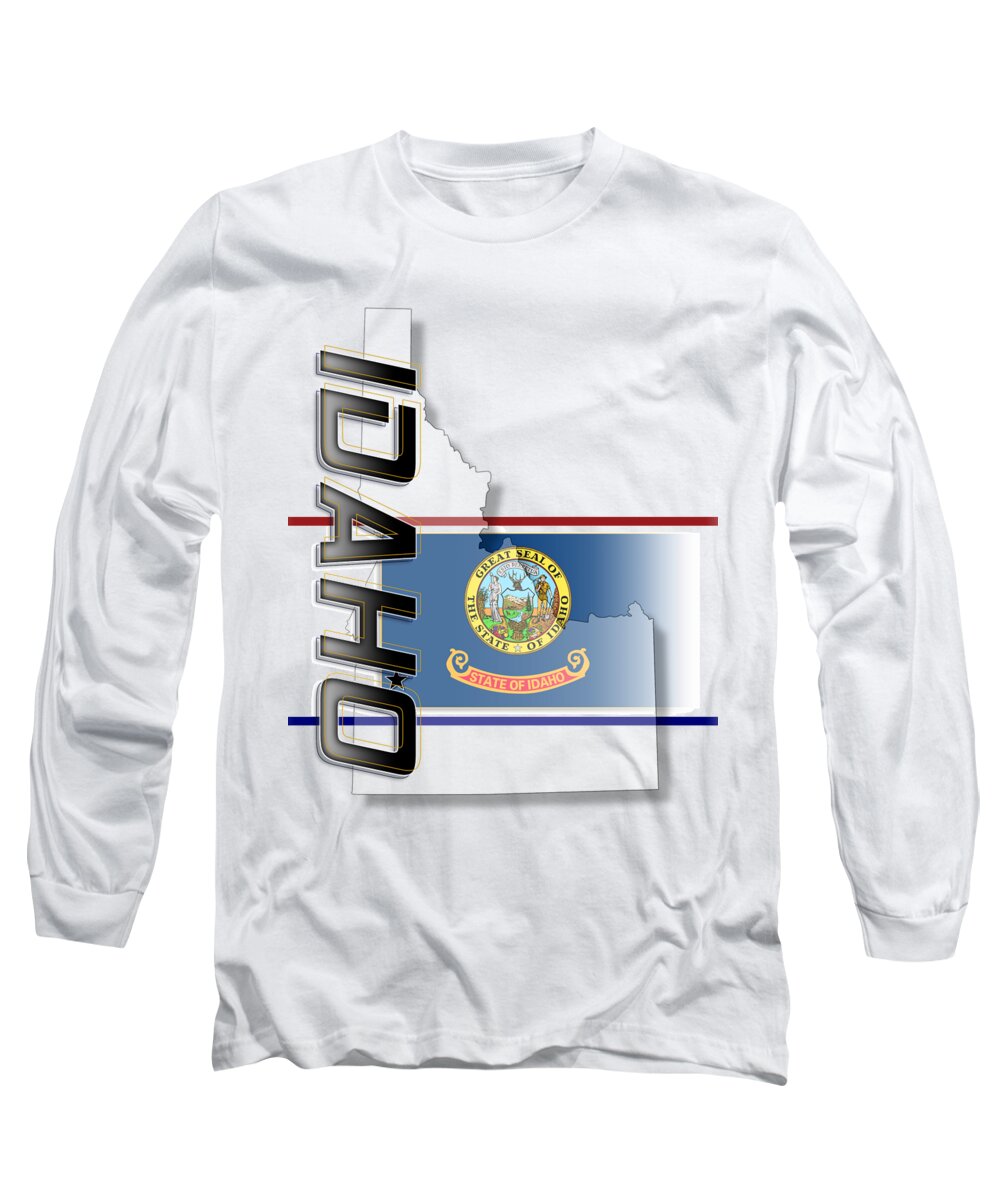 Idaho Long Sleeve T-Shirt featuring the digital art Idaho State Vertical Print by Rick Bartrand