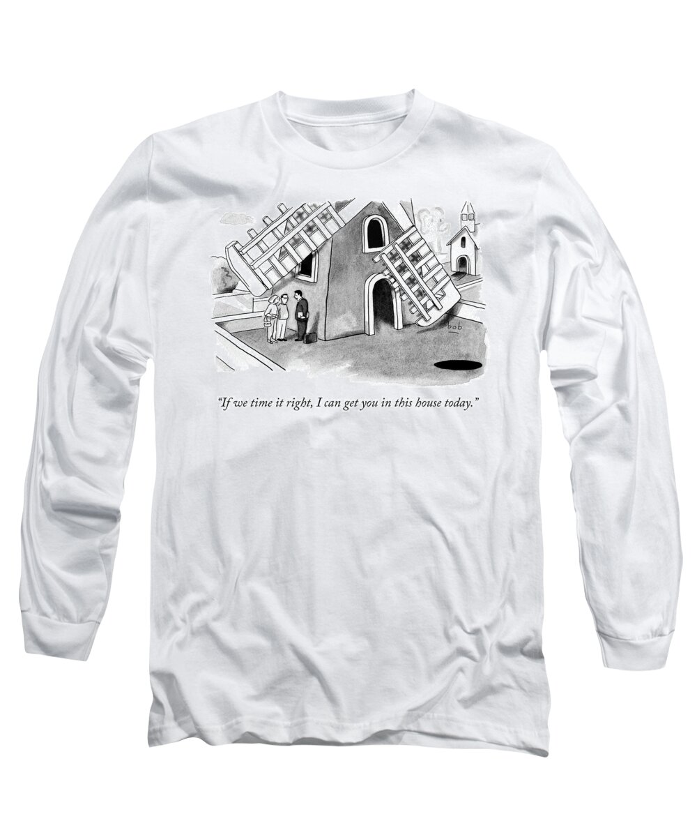 Cctk Long Sleeve T-Shirt featuring the drawing If We Time It Right by Bob Eckstein