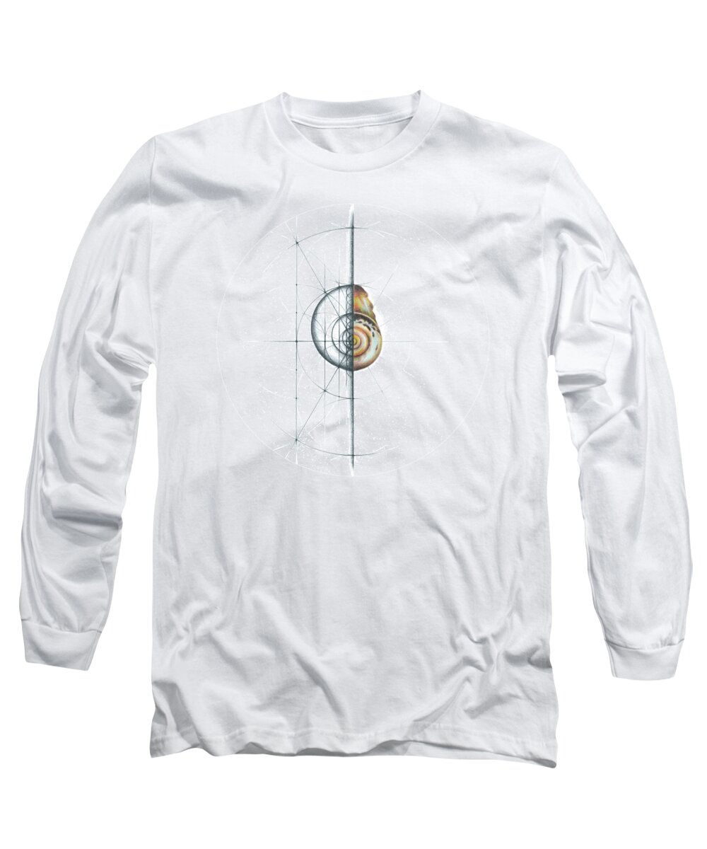 Shell Long Sleeve T-Shirt featuring the drawing Intuitive Geometry Shell 1 by Nathalie Strassburg