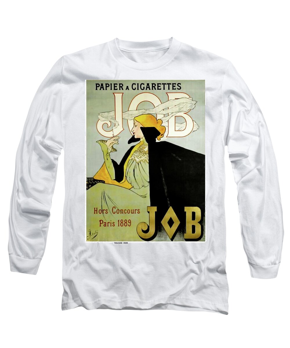 cigarette paper, Alfons Mucha Long Sleeve T-Shirt by - Pixels Merch