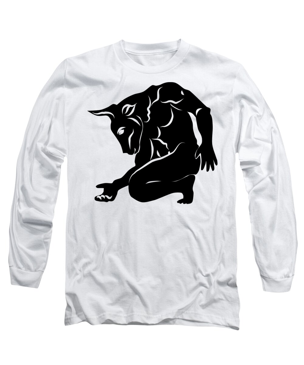 Minotaurus Long Sleeve T-Shirt featuring the digital art Minotaur by Patricia Piotrak