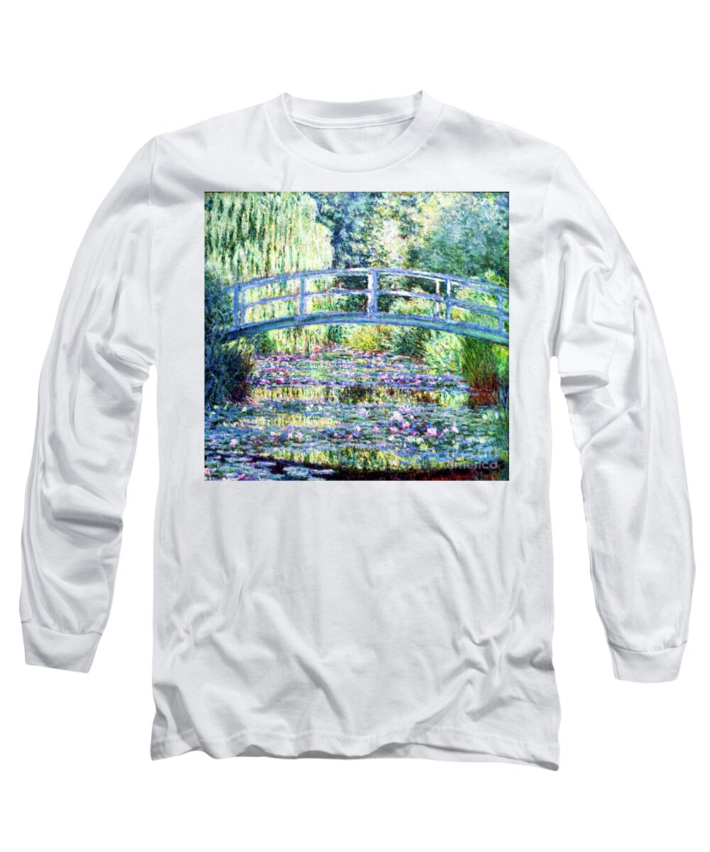 Monet Water Lily Pond Long Sleeve T-Shirt featuring the painting Water Lily Pond - Green Harmony by Monet by Claude Monet